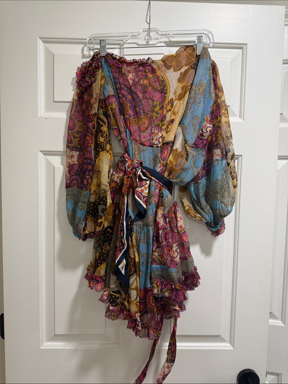ZIMMERMANN Bohemian Multi-Color Paisley Off-Shoulder Dress
